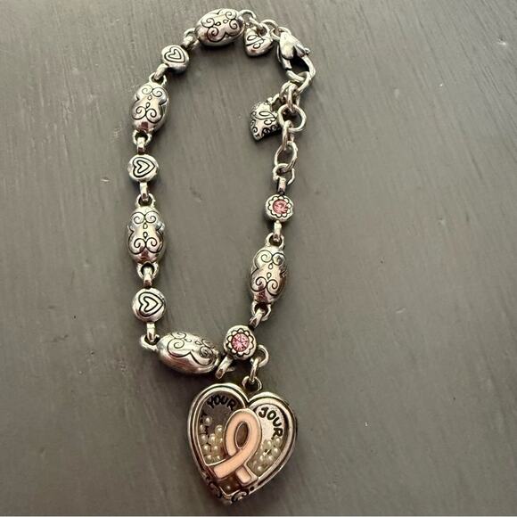 Brighton Breast Cancer Awareness Silver Tone Love Heals Bracelet - Picture 1 of 6